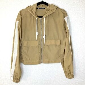 ZARA SIZE S ACTIVE ANORAK JACKET TAN SHORT CROPPED TOP‎ GUC